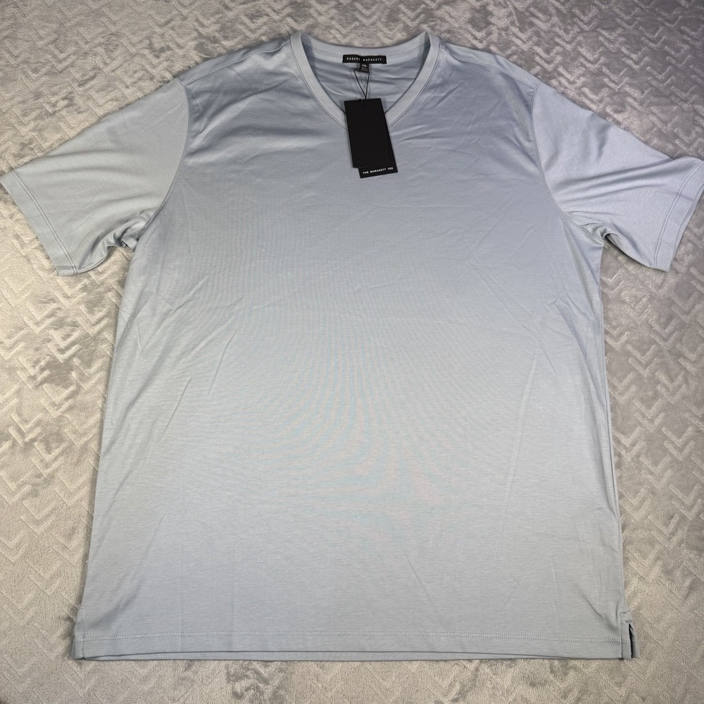 Robert Barakett Georgia V Neck Shirt Men XXL NWT Pima Cotton Blue Fog Luxury Tee